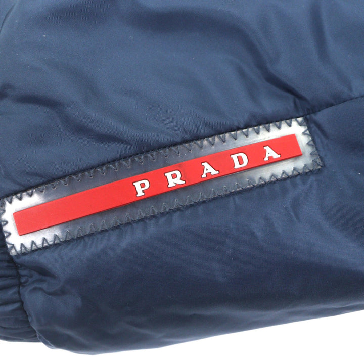 Great PRADA Nylon jacket Reversible padded zip-up Navy polyamide mens 46 SGA753