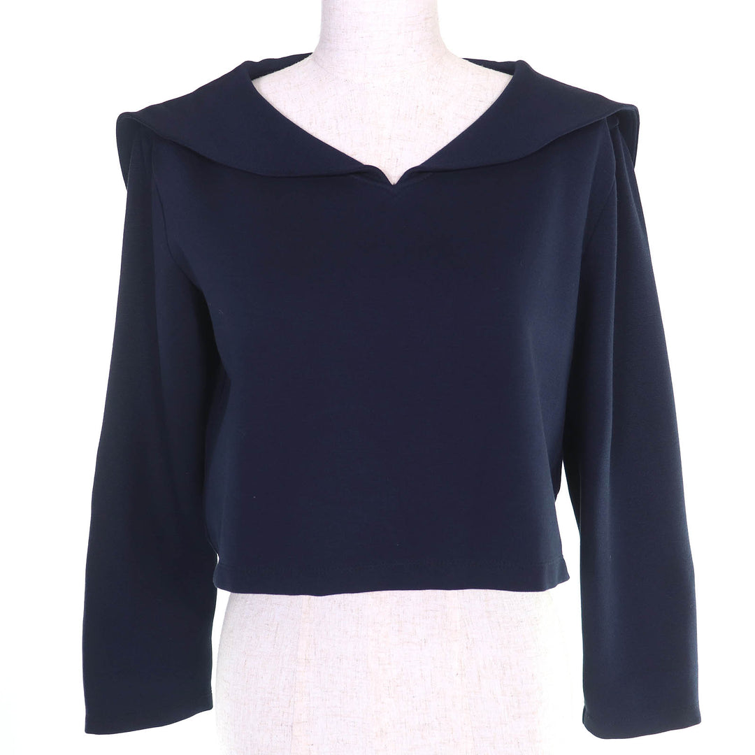 Excellent FOXEY tops Venezia Logo embroidered cropped sailor collar 40 44233