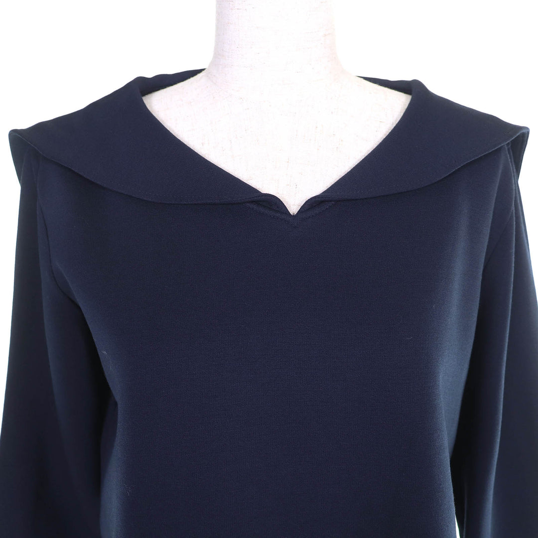 Excellent FOXEY tops Venezia Logo embroidered cropped sailor collar 40 44233