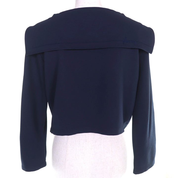 Excellent FOXEY tops Venezia Logo embroidered cropped sailor collar 40 44233