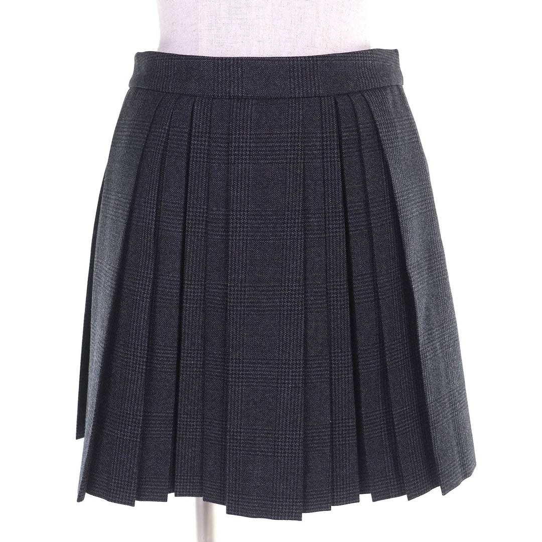 Excellent CELINE Pleated skirt Glen Check Mini gray wool Women 34 2J066213F