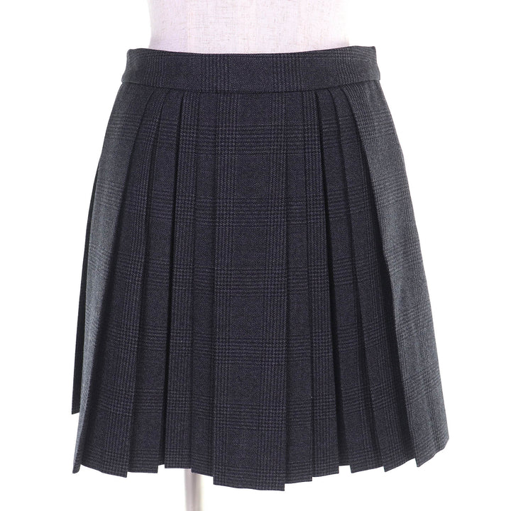 Excellent CELINE Pleated skirt Glen Check Mini gray wool Women 34 2J066213F