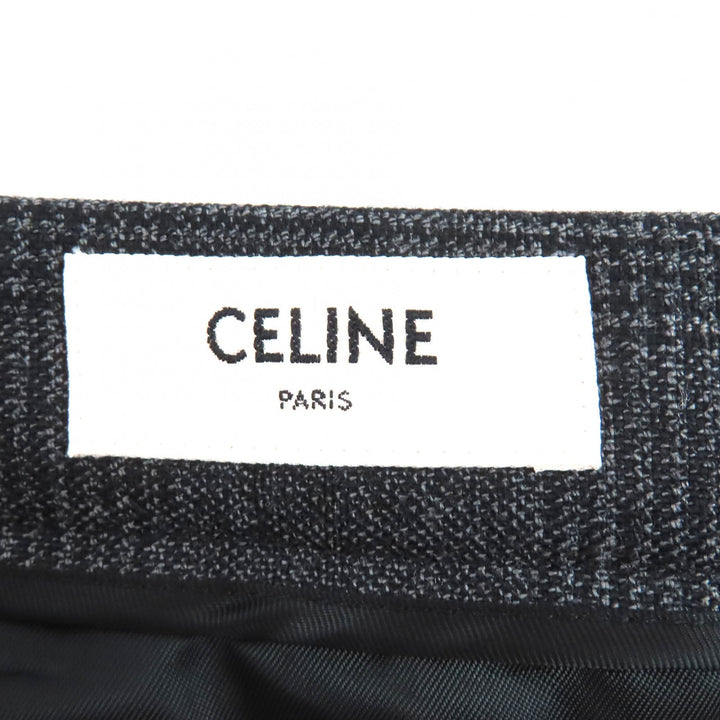 Excellent CELINE Pleated skirt Glen Check Mini gray wool Women 34 2J066213F