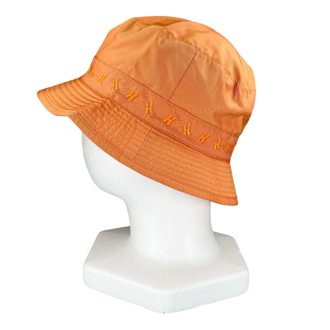 Excellent HERMES hat H logo embroidered bucket Orange polyester Women 57