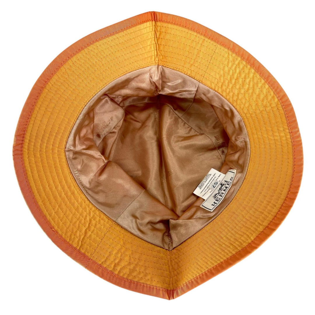 Excellent HERMES hat H logo embroidered bucket Orange polyester Women 57