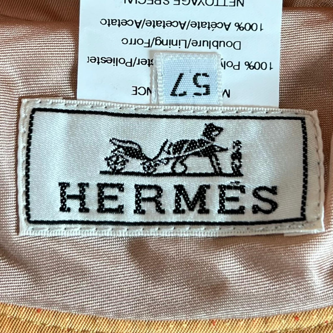 Excellent HERMES hat H logo embroidered bucket Orange polyester Women 57
