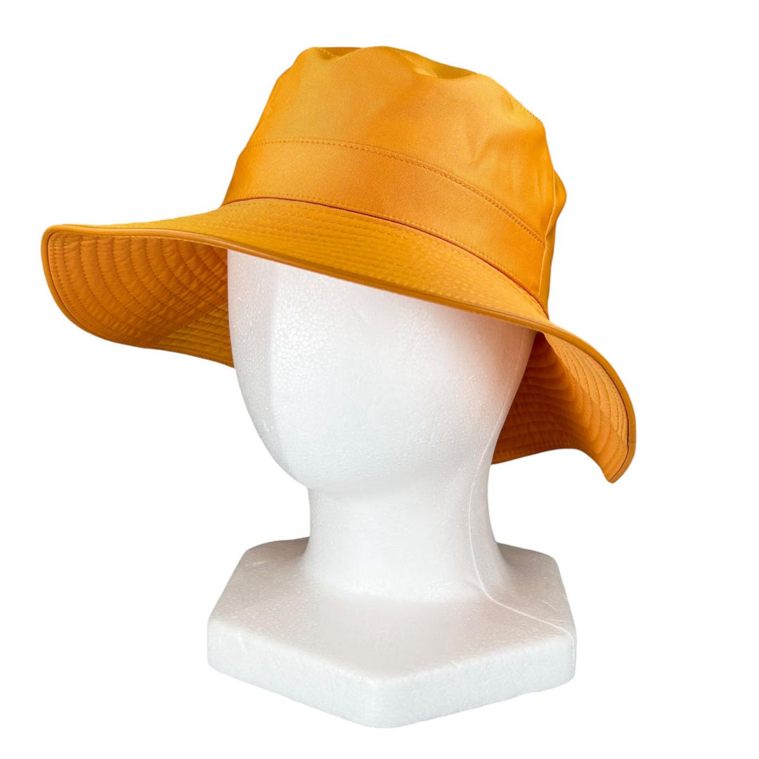 Pristine HERMES hat H logo embroidered down brim bucket Orange polyester 56