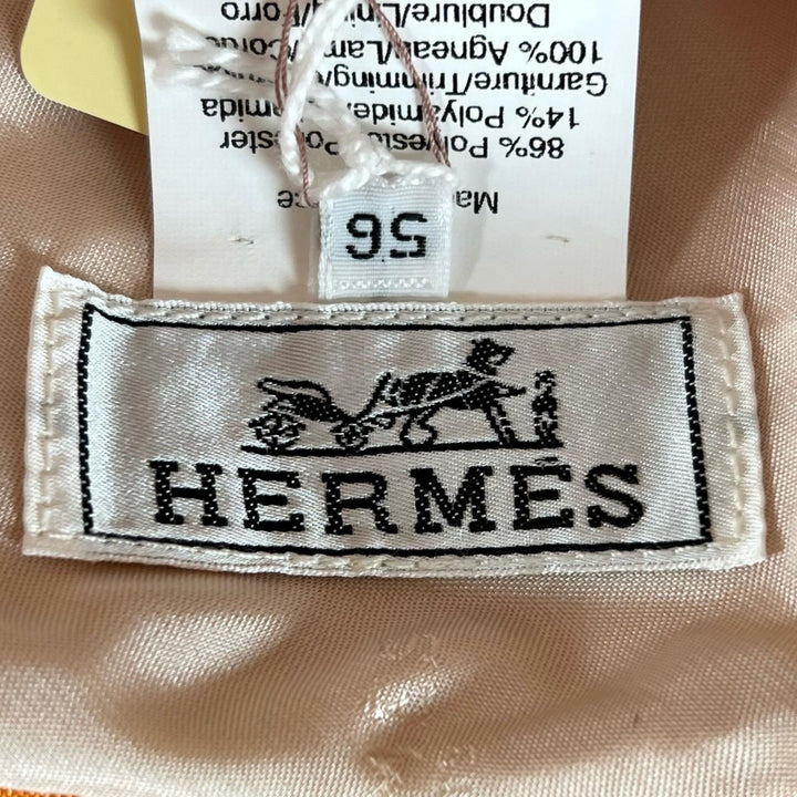 Pristine HERMES hat H logo embroidered down brim bucket Orange polyester 56