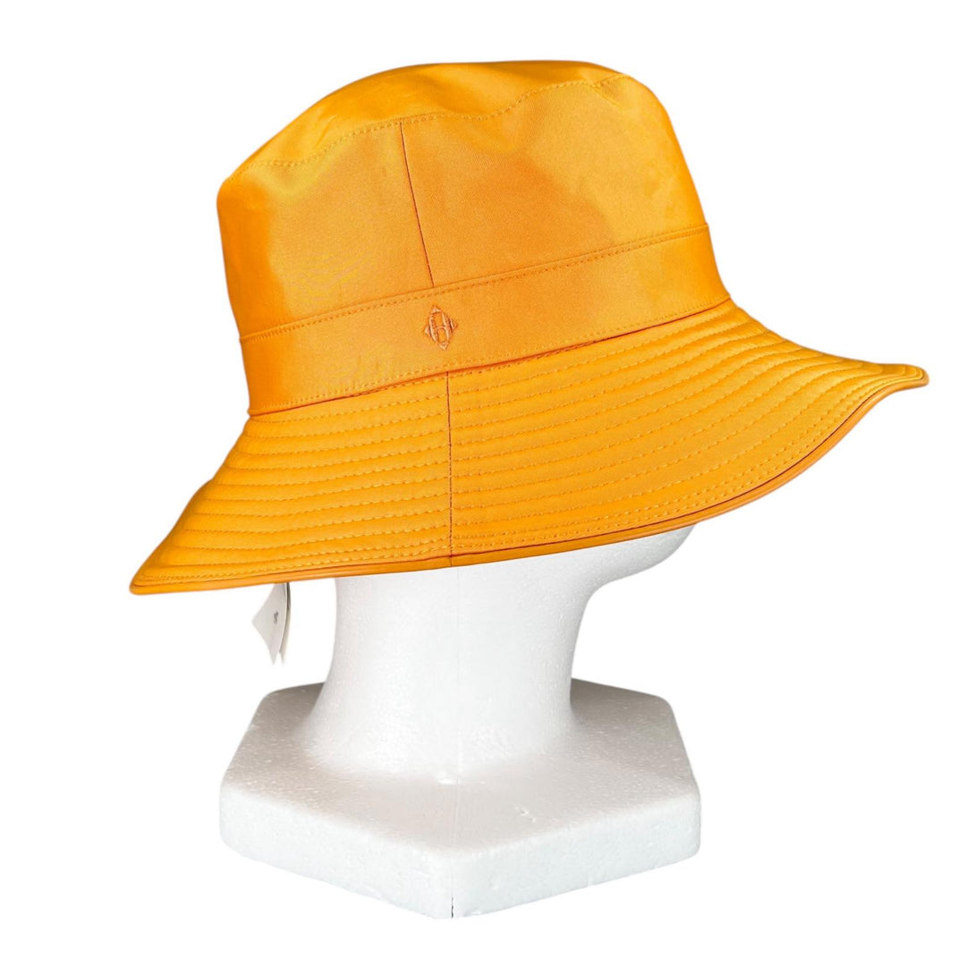 Pristine HERMES hat H logo embroidered down brim bucket Orange polyester 56