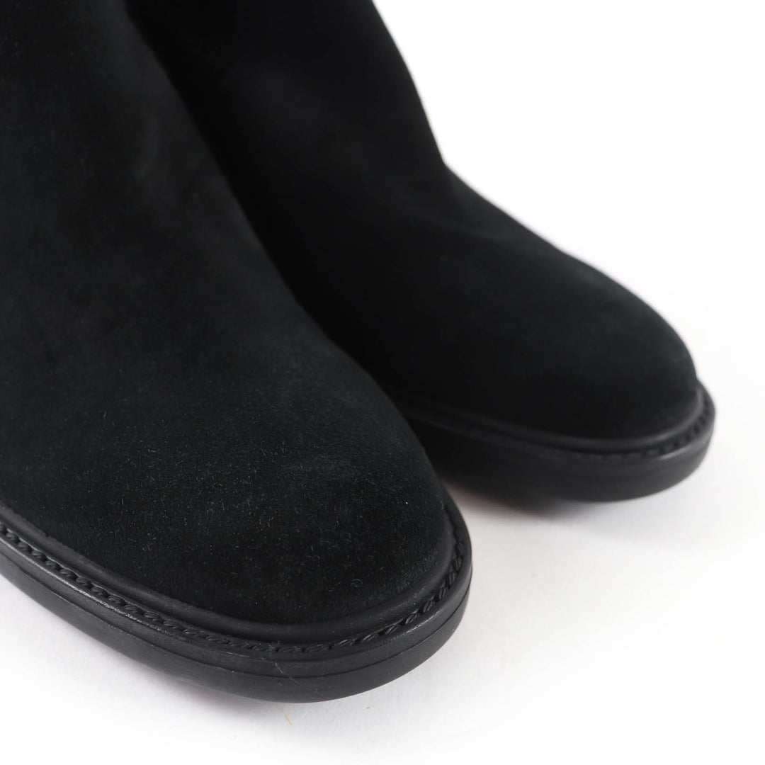 Excellent GUCCI short boots GG pattern back zip suede leather black 36 323550
