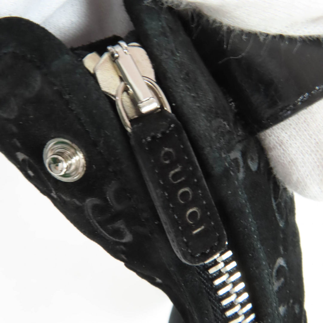 Excellent GUCCI short boots GG pattern back zip suede leather black 36 323550