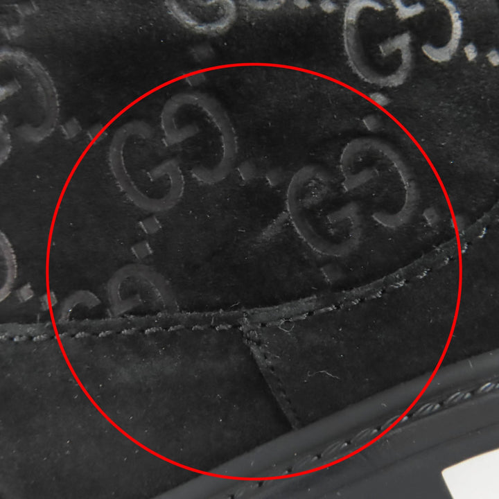 Excellent GUCCI short boots GG pattern back zip suede leather black 36 323550