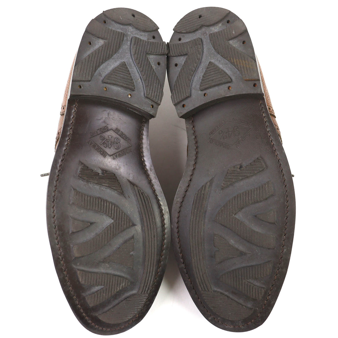 Discounted Great Dunhill Leather shoes CRISPIN Wingtip Medallion Brown mens 6.5