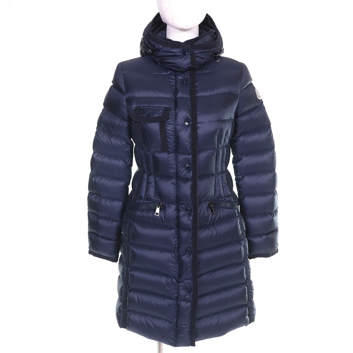 Great MONCLER down coat HERMINE Logo patch and hood ZIP UP Navy Nylon Women