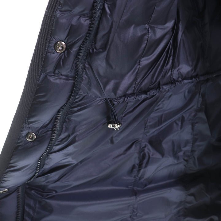 Great MONCLER down coat HERMINE Logo patch and hood ZIP UP Navy Nylon Women