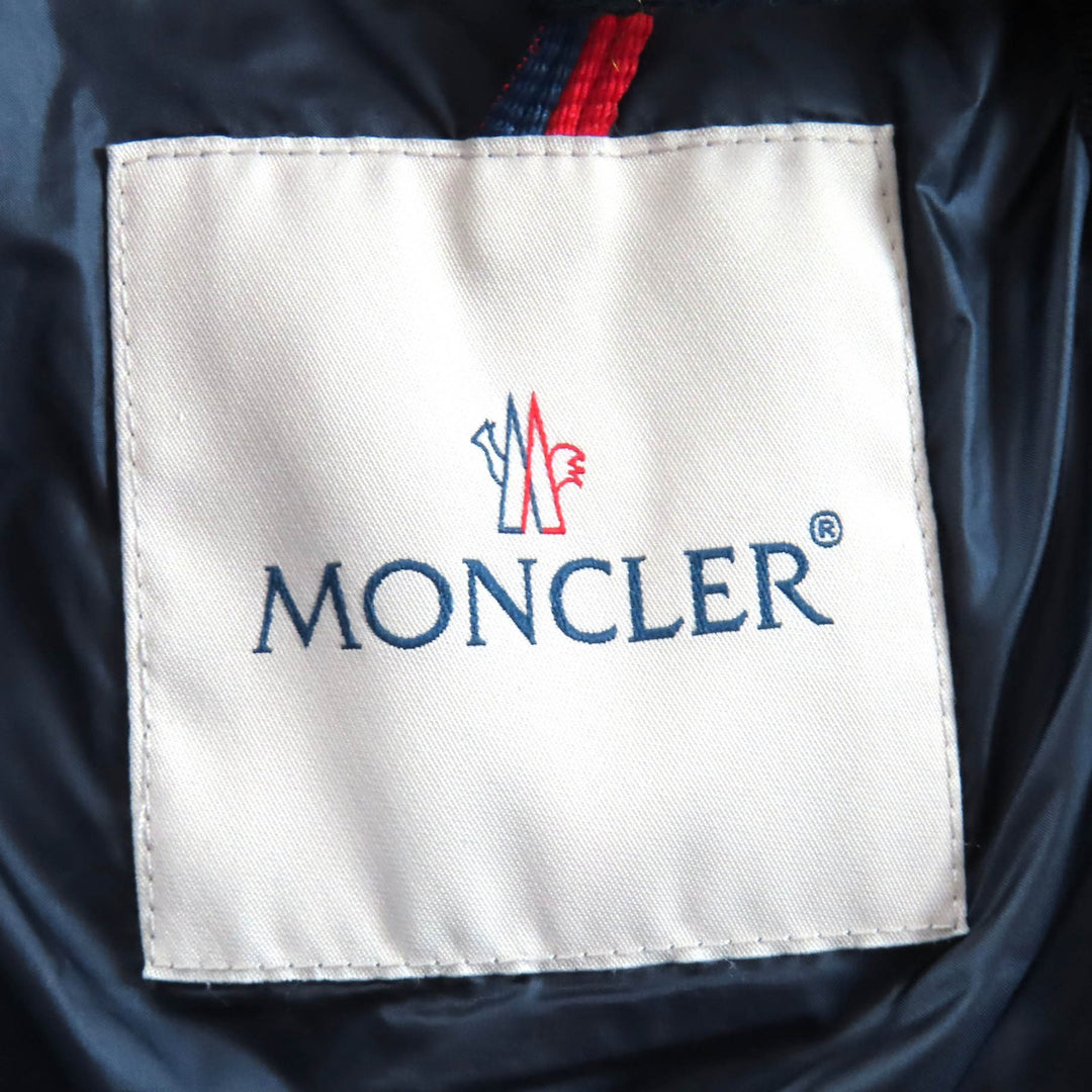 Great MONCLER down coat HERMINE Logo patch and hood ZIP UP Navy Nylon Women