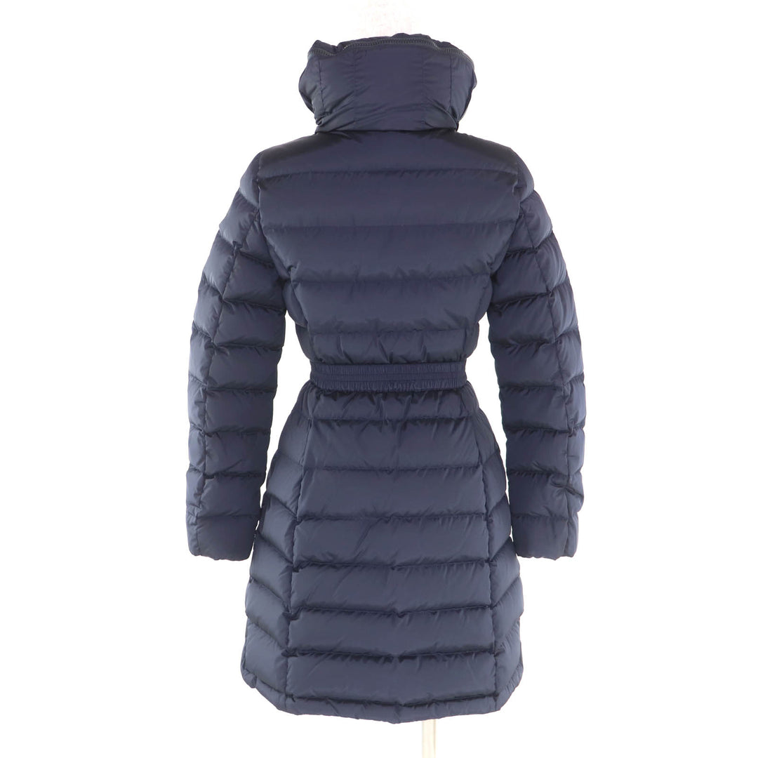 Great MONCLER down coat FLAMMETTE Logo patch and hood Navy Nylon Women 0