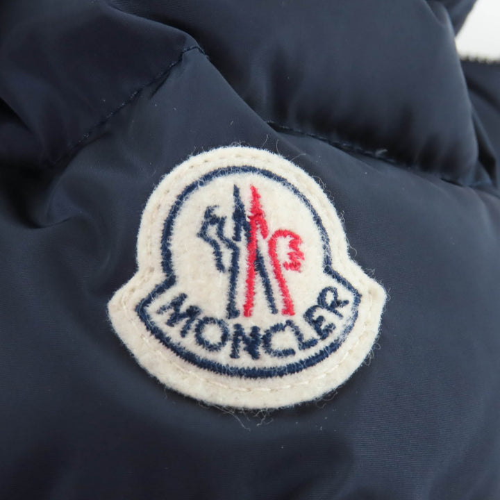 Great MONCLER down coat FLAMMETTE Logo patch and hood Navy Nylon Women 0
