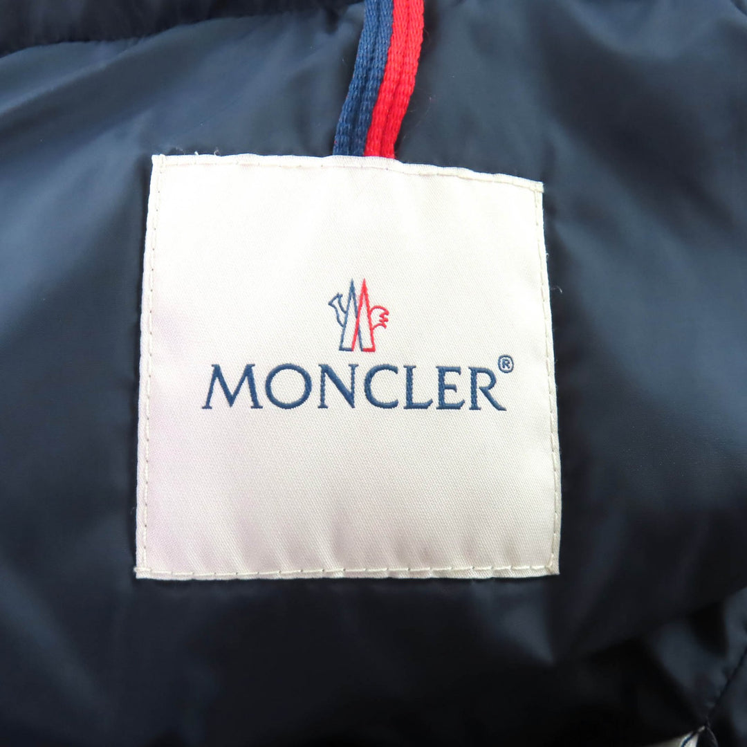 Great MONCLER down coat FLAMMETTE Logo patch and hood Navy Nylon Women 0