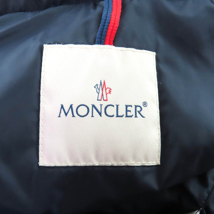 Great MONCLER down coat FLAMMETTE Logo patch and hood Navy Nylon Women 0