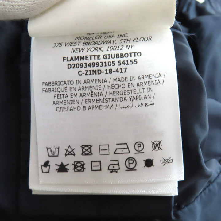 Great MONCLER down coat FLAMMETTE Logo patch and hood Navy Nylon Women 0