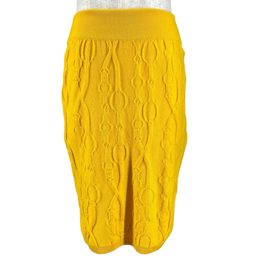 Great HERMES skirt Belt design knit skirt tight yellow cashmere Women 34