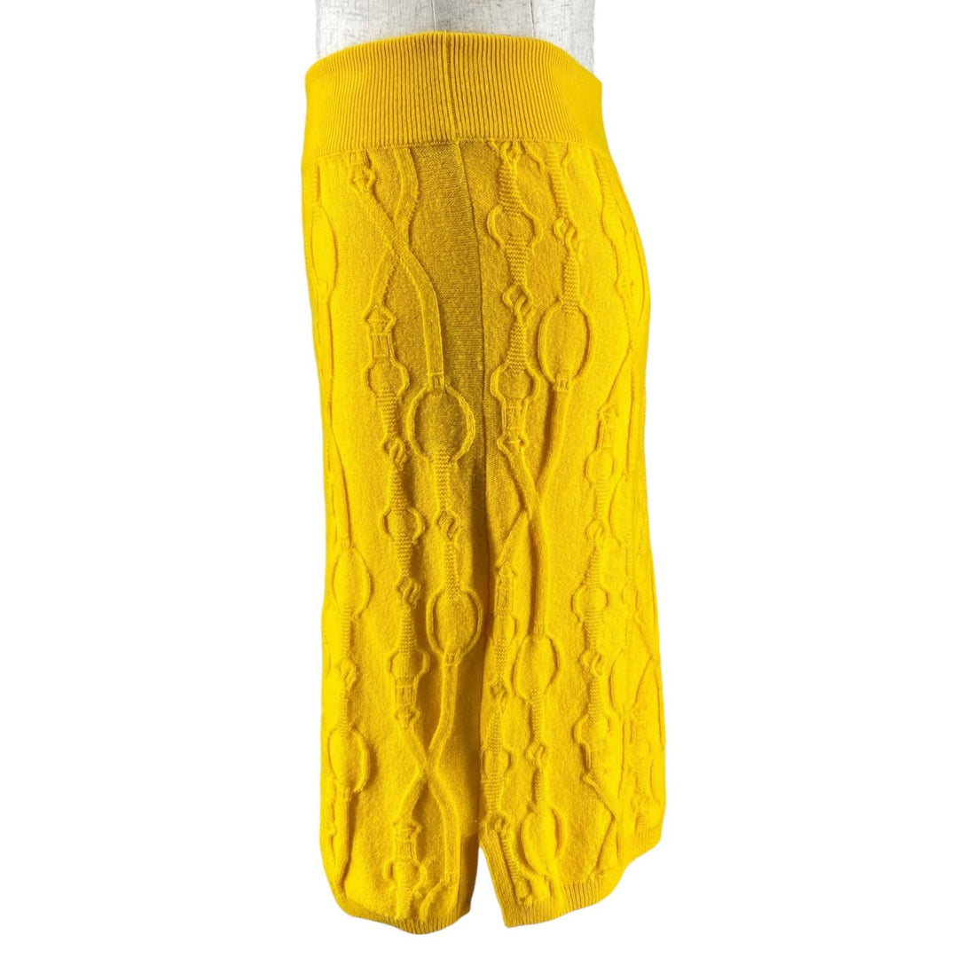 Great HERMES skirt Belt design knit skirt tight yellow cashmere Women 34