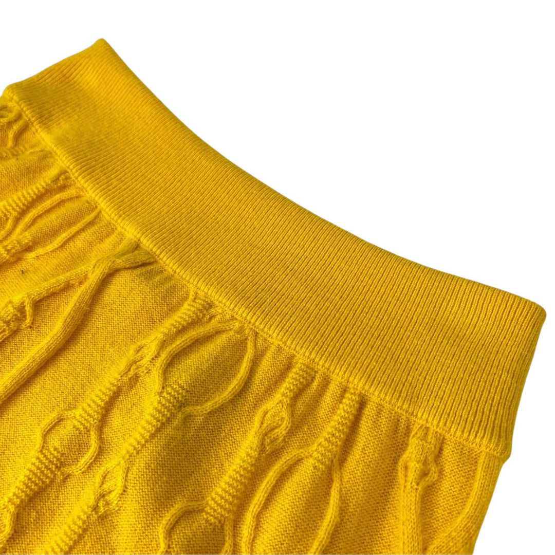 Great HERMES skirt Belt design knit skirt tight yellow cashmere Women 34