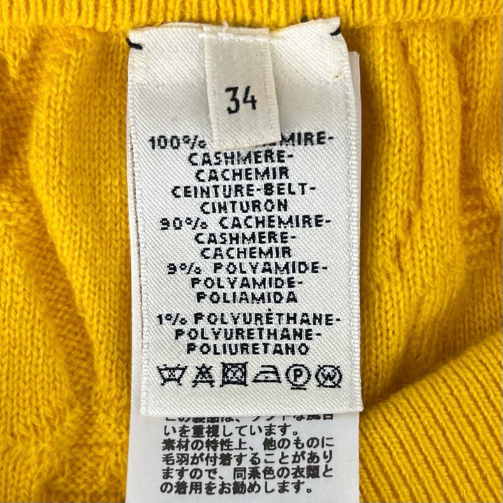 Great HERMES skirt Belt design knit skirt tight yellow cashmere Women 34