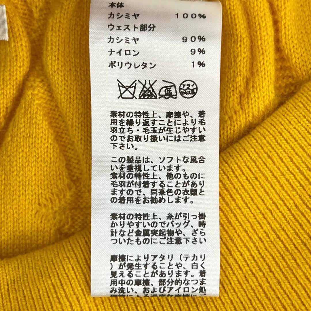 Great HERMES skirt Belt design knit skirt tight yellow cashmere Women 34