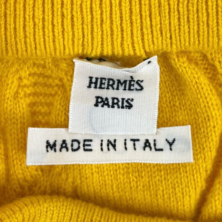 Great HERMES skirt Belt design knit skirt tight yellow cashmere Women 34