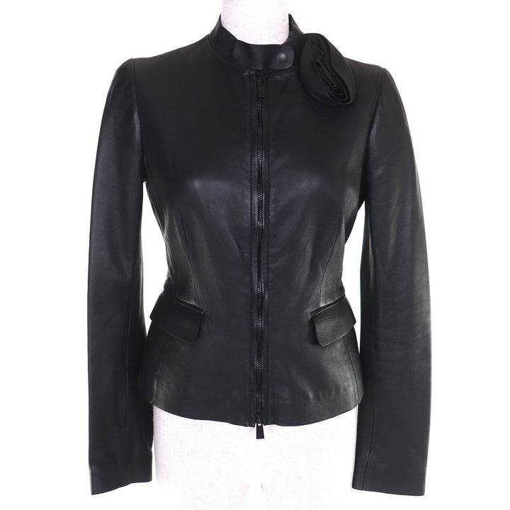 Great Valentino Leather jacket Rose motif flower corsage in lambskin 38 DBC2P0B0