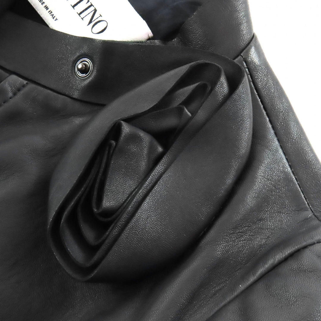Great Valentino Leather jacket Rose motif flower corsage in lambskin 38 DBC2P0B0