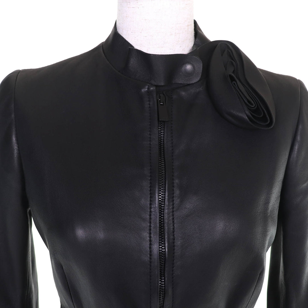 Great Valentino Leather jacket Rose motif flower corsage in lambskin 38 DBC2P0B0