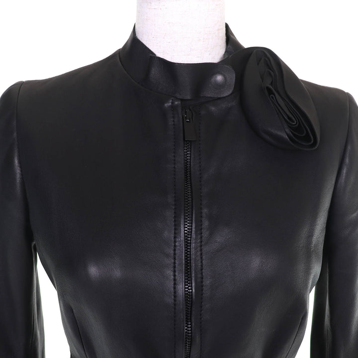 Great Valentino Leather jacket Rose motif flower corsage in lambskin 38 DBC2P0B0