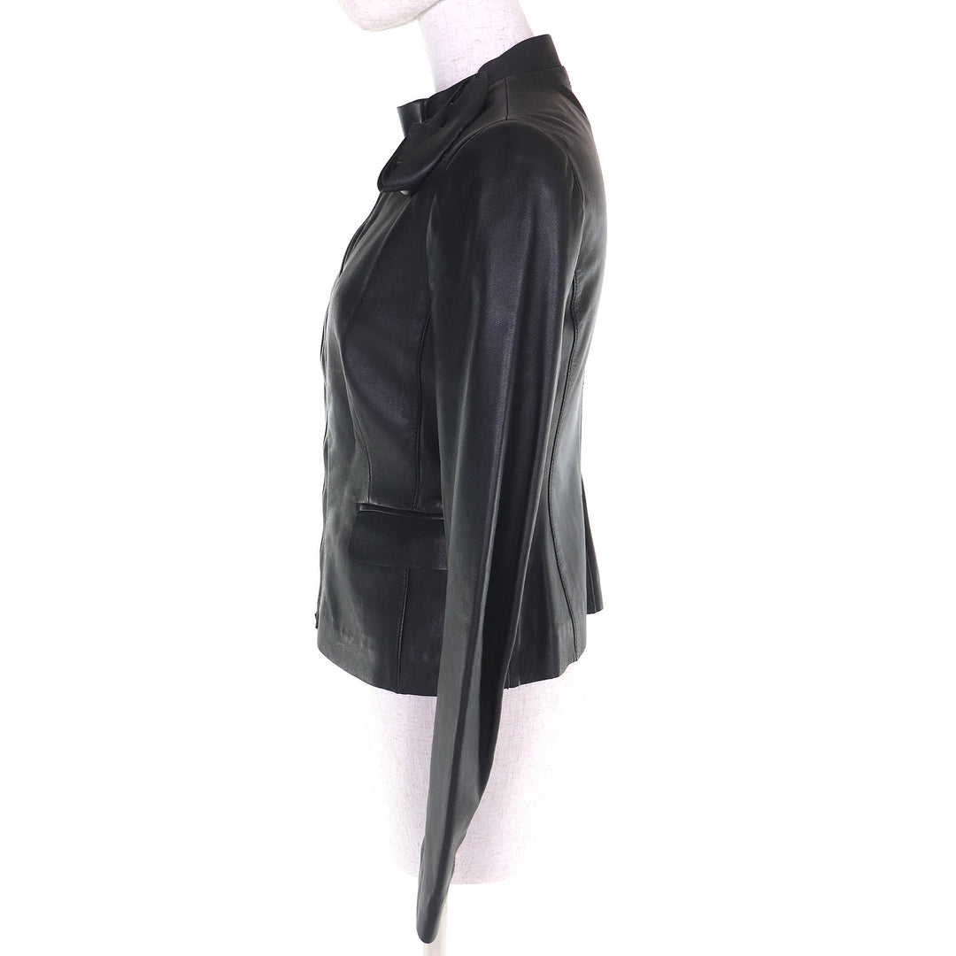 Great Valentino Leather jacket Rose motif flower corsage in lambskin 38 DBC2P0B0