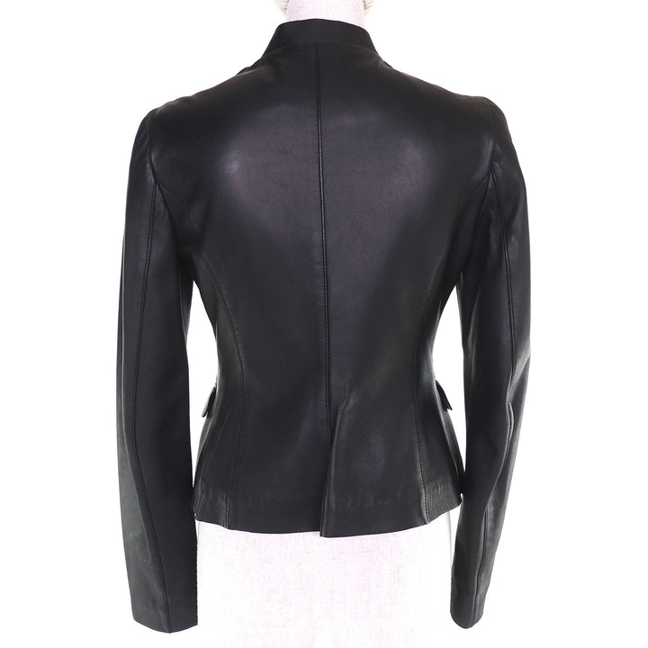 Great Valentino Leather jacket Rose motif flower corsage in lambskin 38 DBC2P0B0