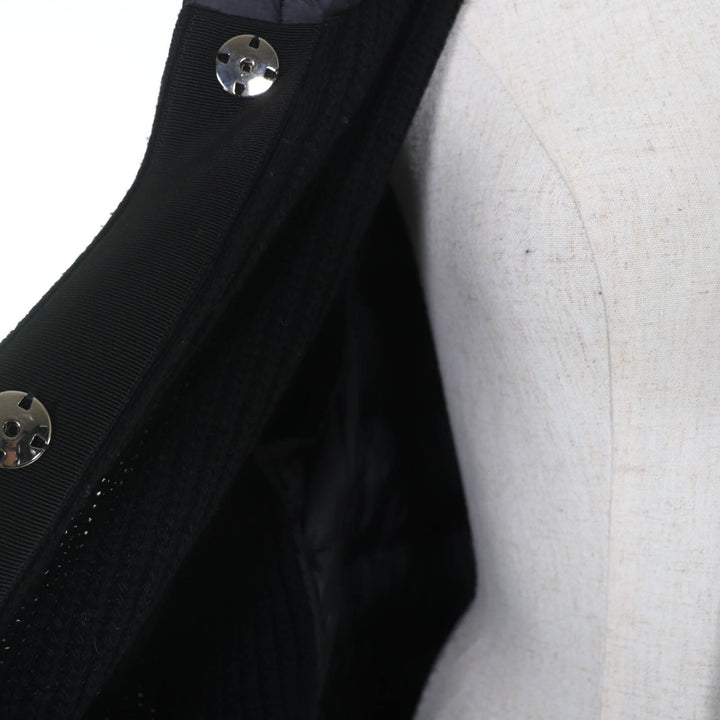 Great MONCLER down coat CARDIGAN Logo patch and hooded knit switching black L