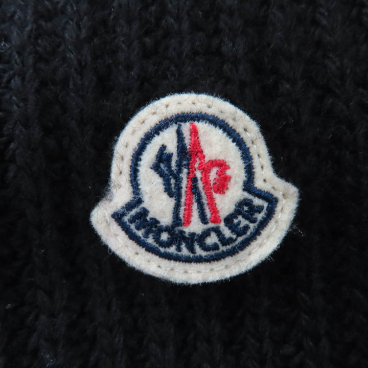 Great MONCLER down coat CARDIGAN Logo patch and hooded knit switching black L