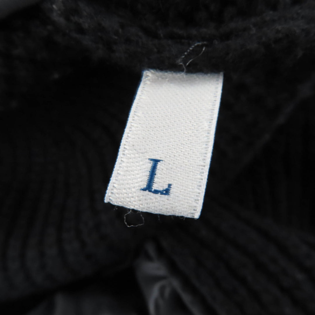 Great MONCLER down coat CARDIGAN Logo patch and hooded knit switching black L