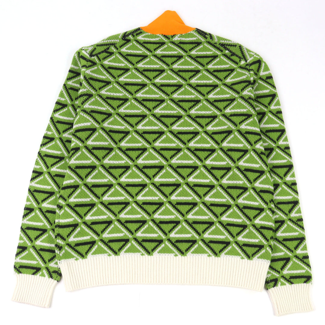 Excellent PRADA knit 29% Cashmere, Logo Embroidered Triangle Pattern 48 UMR536