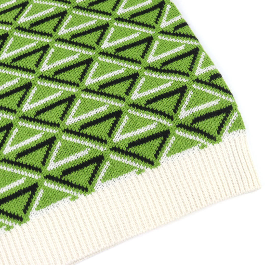 Excellent PRADA knit 29% Cashmere, Logo Embroidered Triangle Pattern 48 UMR536