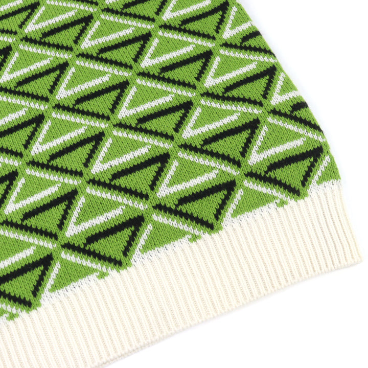 Excellent PRADA knit 29% Cashmere, Logo Embroidered Triangle Pattern 48 UMR536