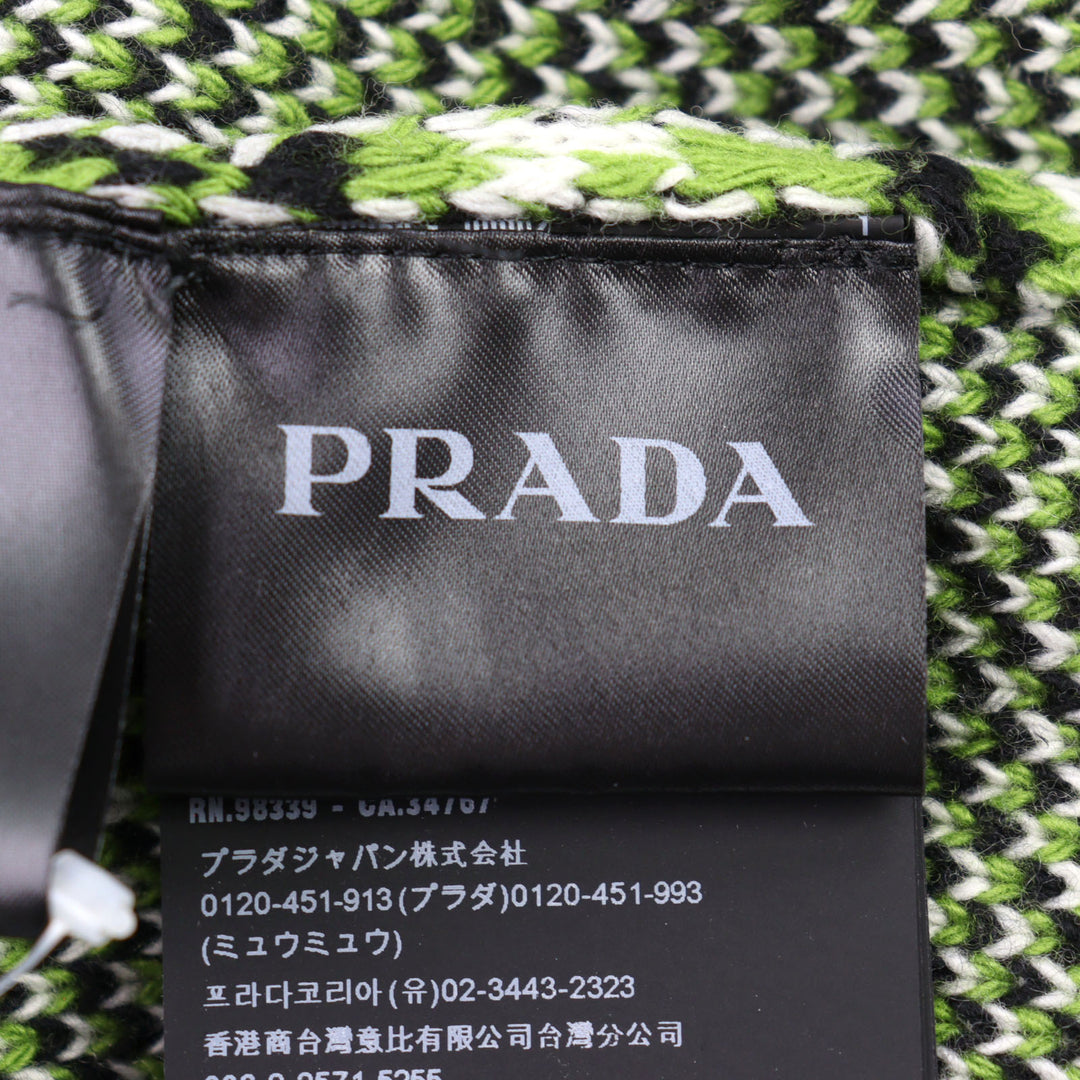 Excellent PRADA knit 29% Cashmere, Logo Embroidered Triangle Pattern 48 UMR536