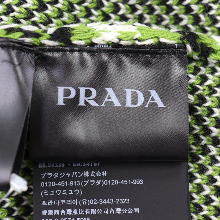 Excellent PRADA knit 29% Cashmere, Logo Embroidered Triangle Pattern 48 UMR536