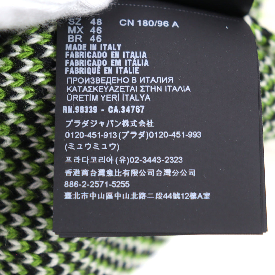 Excellent PRADA knit 29% Cashmere, Logo Embroidered Triangle Pattern 48 UMR536