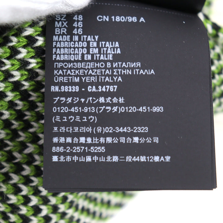 Excellent PRADA knit 29% Cashmere, Logo Embroidered Triangle Pattern 48 UMR536