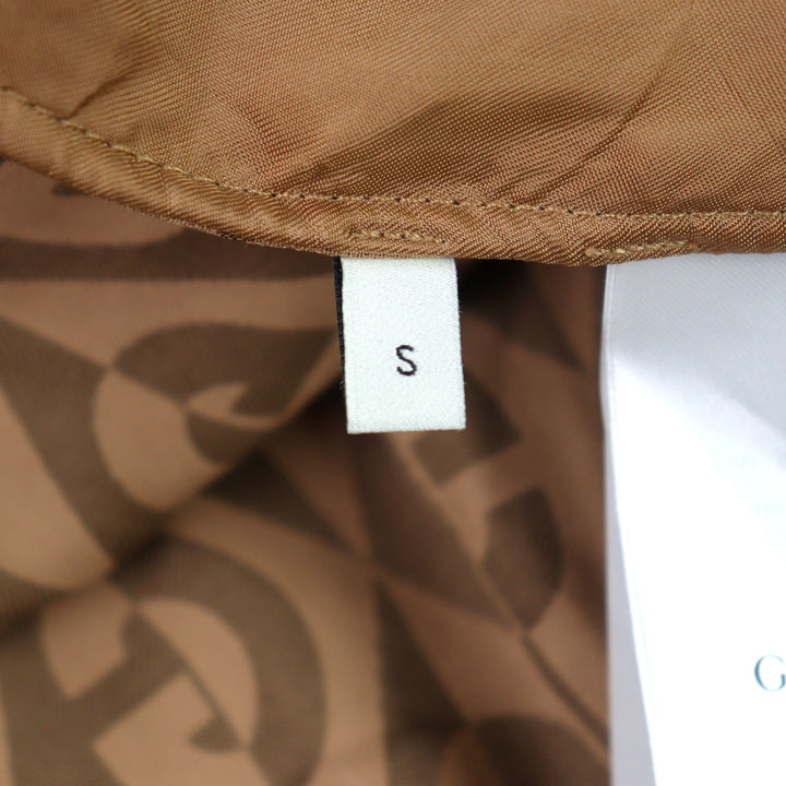 Great GUCCI Track jacket G Rhambus Sideline Leather Brown Rayon men S 587358