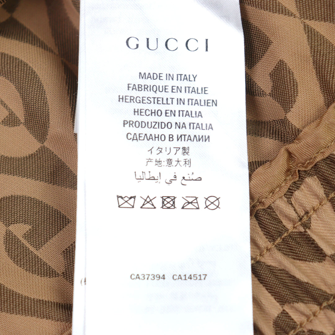 Great GUCCI Track jacket G Rhambus Sideline Leather Brown Rayon men S 587358