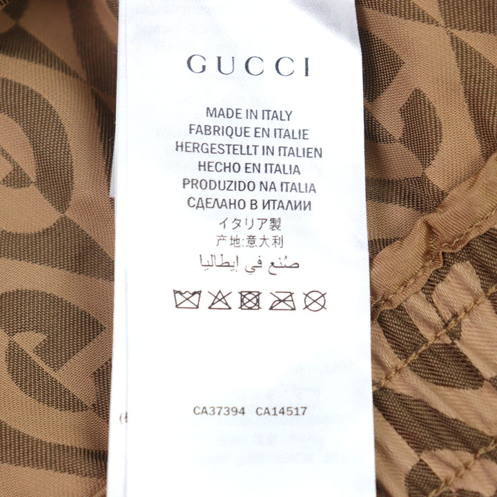 Great GUCCI Track jacket G Rhambus Sideline Leather Brown Rayon men S 587358